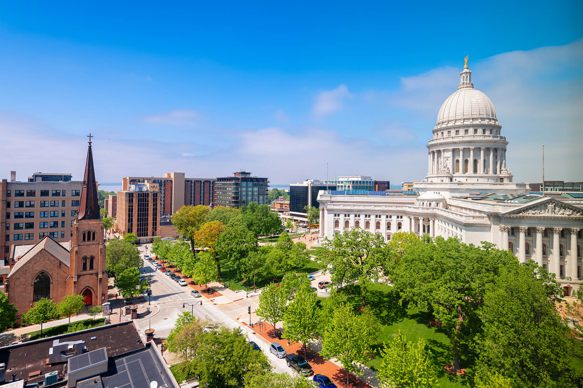Street view of the capital in Madison, Wisconsin