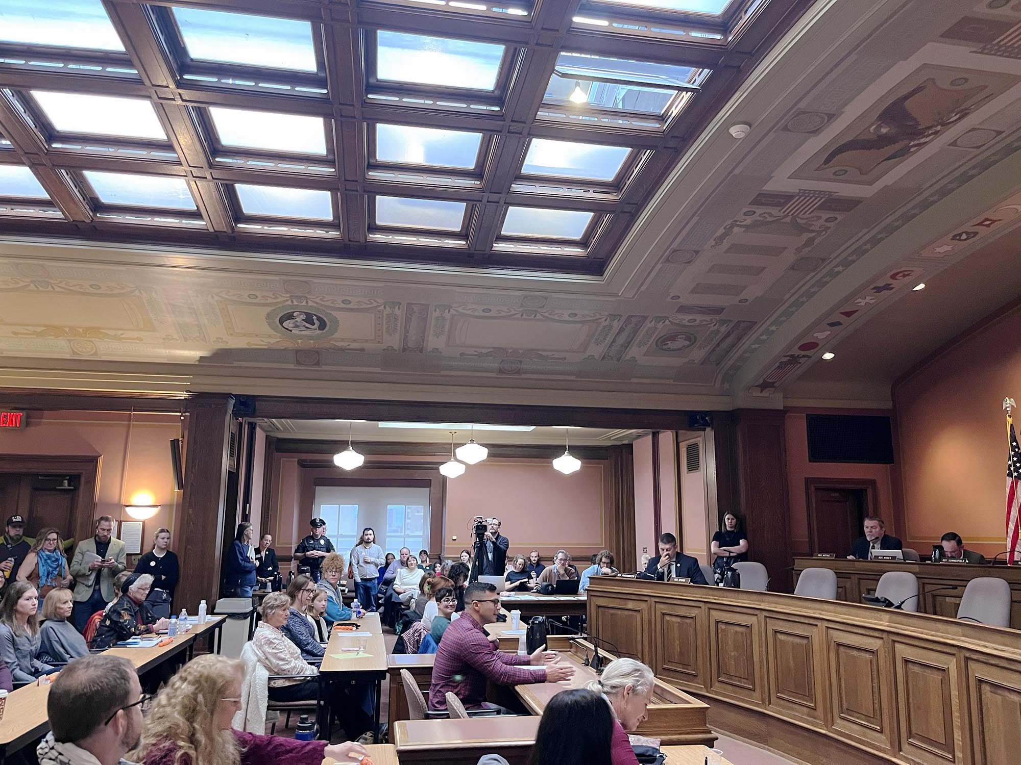 Andrew Hanus testifying for the Wisconsin State Microbe at the Capitol